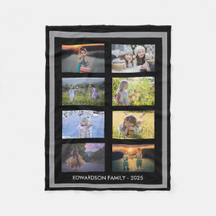 Moderne Schwarz-Foto-Collage mit Monogramm Fleecedecke