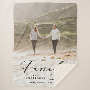 Moderne Schwarz-Foto-Drehbuchfamilie elegant Sherpadecke