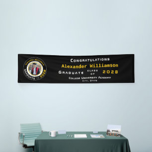 Moderne Schwarz-Gelbe Abschlussfeier-Fotos Banner