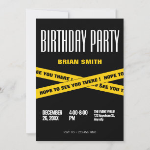 Moderne schwarz-gelbe Geburtstagsparty Einladung