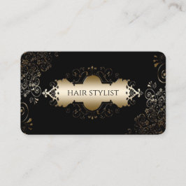 Moderne schwarz-gelbe, schicke Haarstylistin Visitenkarte