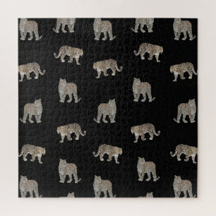 Moderne Schwarz-Glattleopard-Jungtiere Puzzle