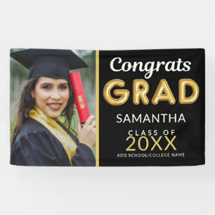 Moderne Schwarz-Gold-1-Foto-Glückwunsch Grad Banner