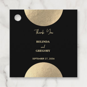 Moderne Schwarz/Gold Abstrakte Hochzeit Geschenkanhänger