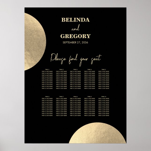 Moderne Schwarz/Gold Abstrakte Hochzeitsstift Poster (Vorne)