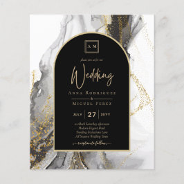 Moderne Schwarz-Gold-Agate-Marmor-Glitzer Hochzeit