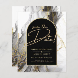 Moderne Schwarz-Gold-Agate-Marmor-Glitzer Hochzeit