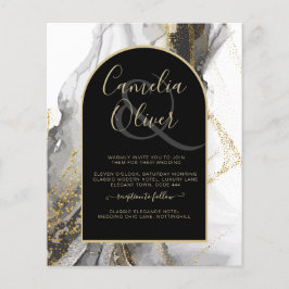 Moderne Schwarz-Gold-Agate-Marmor-Glitzer Hochzeit Flyer