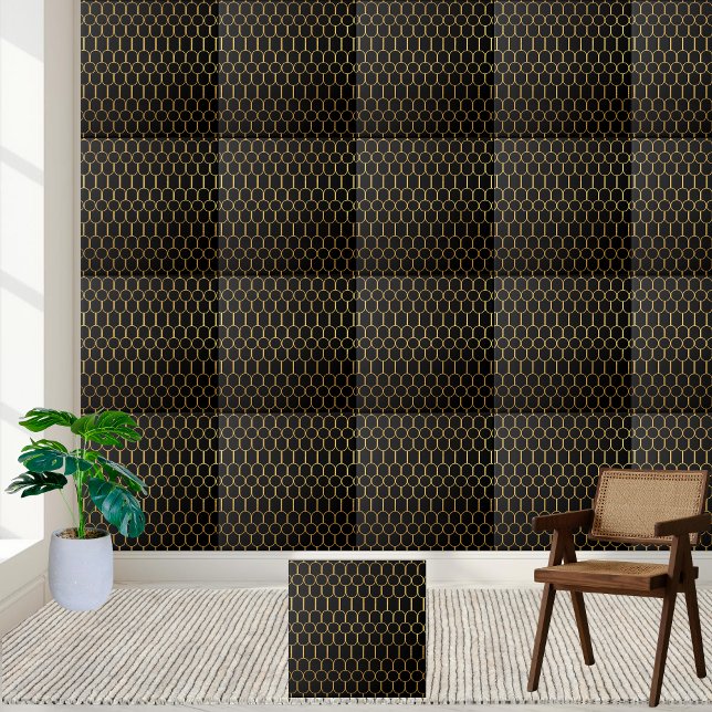 Moderne Schwarz-Gold-Dekorationstrasse Fliese (Modern Black and Gold Decorative Tile)