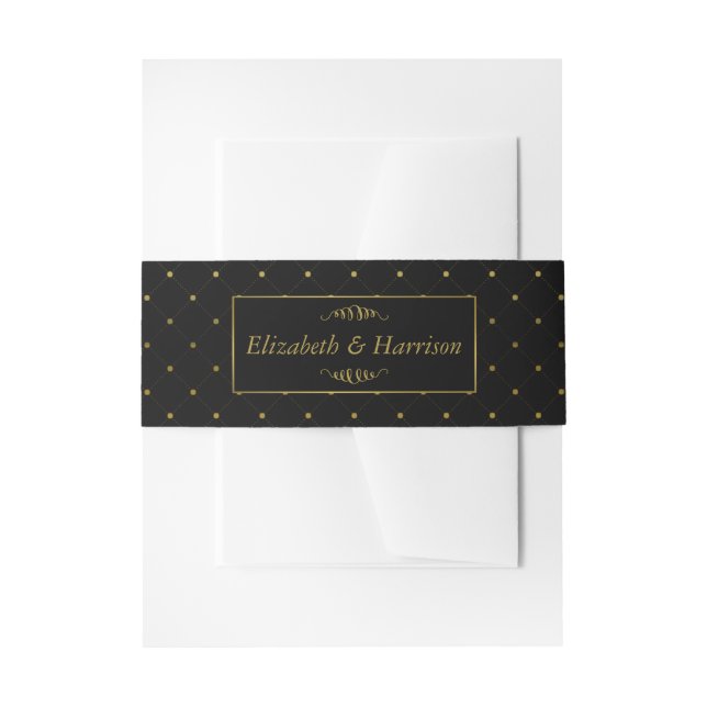 Moderne Schwarz-Gold-Foil-Effekt Hochzeit Einladungsbanderole (Vorderseite Beispiel)
