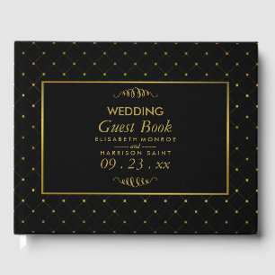 Moderne Schwarz-Gold-Foil-Effekt Hochzeit Gästebuch