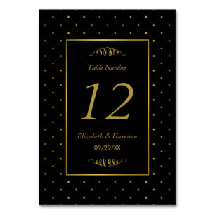 Moderne Schwarz-Gold-Foil-Effekt Hochzeit Tischnummer