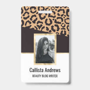 Moderne Schwarz-Gold Gepard Leopard Tierprint Ausweis