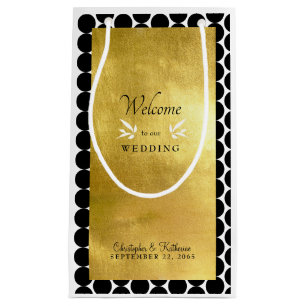 Moderne Schwarz & Gold Hochzeit Begrüßung Kleine Geschenktüte