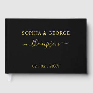 Moderne Schwarz-Gold-Hochzeit Gästebuch