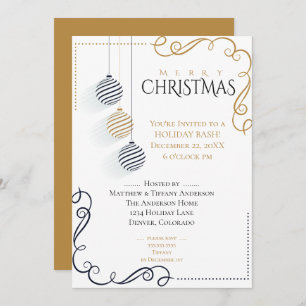 Moderne Schwarz-Gold-Minimal-Bauten Einladung