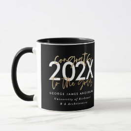 Moderne Schwarz-Gold-Schrift-Stilvoller Abschluss Tasse