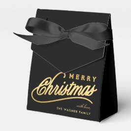 Moderne Schwarz & Gold Script Frohe Weihnachten Geschenkschachtel