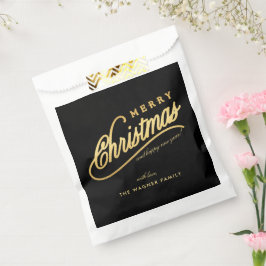 Moderne Schwarz & Gold Script Frohe Weihnachten Geschenktütchen