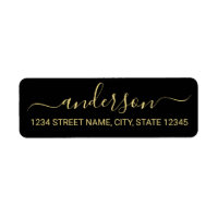 Moderne Schwarz-Gold-Script-Rücksendeadresse