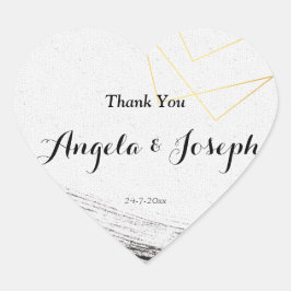 Moderne Schwarz & Gold Wasserfarbe Geometrisch Herz-Aufkleber