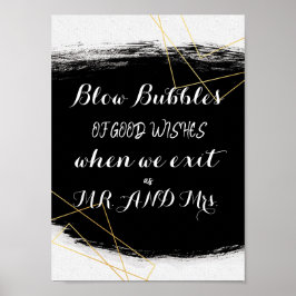 Moderne Schwarz & Gold Wasserfarbe Geometrisch Poster