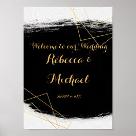 Moderne Schwarz & Gold Wasserfarbe Geometrische Be Poster