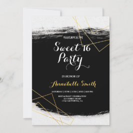 Moderne Schwarz & Gold Wasserfarbe Geometrische Sü Einladung