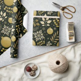 Moderne Schwarz-Gold-Weihnachten Geschenkpapier