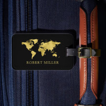 Moderne Schwarz/Gold-Weltkarte Personalisiert