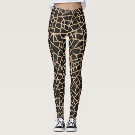 Moderne schwarz-goldgekrackte Muster-Leggings Leggings
