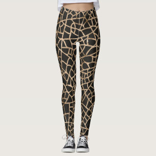 Moderne schwarz-goldgekrackte Muster-Leggings Leggings