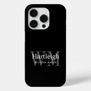 Moderne Schwarz Grau Weiß Monogramm Name Case-Mate iPhone Hülle
