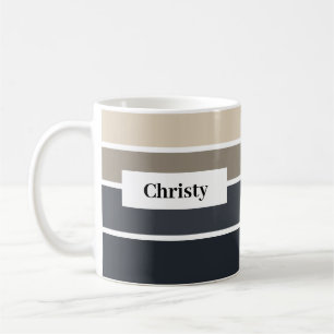 Moderne schwarz-graue Beige Strip-Bezeichnung nach Kaffeetasse