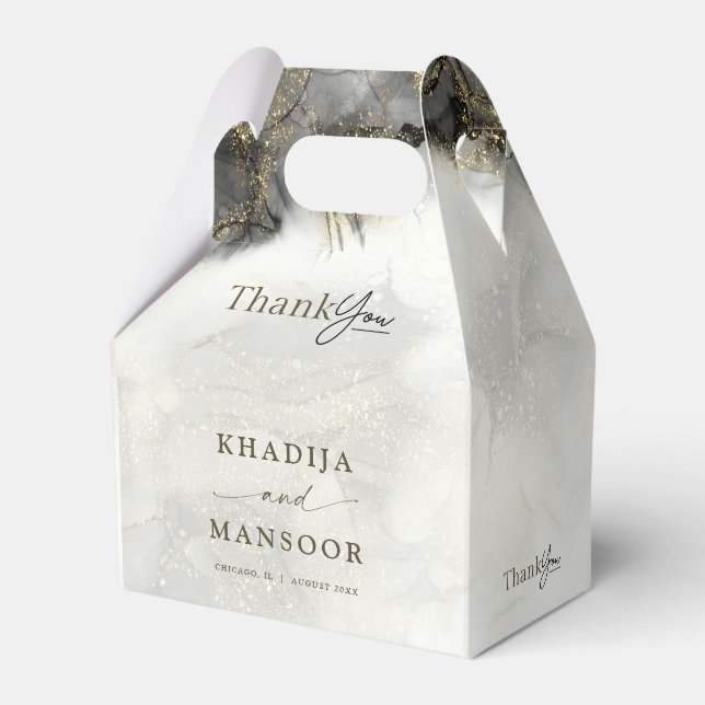 Moderne Schwarz-Inken Gold Islamische Hochzeit Vie Geschenkschachtel (Vorderseite)