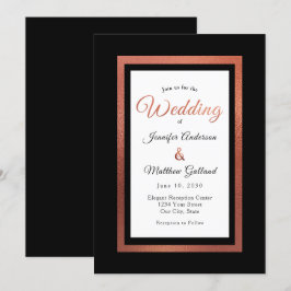 Moderne Schwarz-Kupfer-Hochzeit Einladung