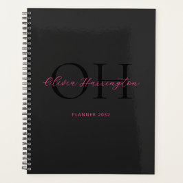 Moderne Schwarz-Pink-Script-Klassik Planer