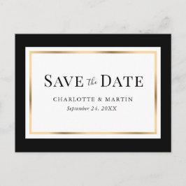 Moderne Schwarz-Rahmen-Hochzeit Ankündigungspostkarte