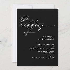 Moderne Schwarz-Romantische Hochzeit Einladung