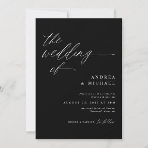 Moderne Schwarz-Romantische Hochzeit Einladung