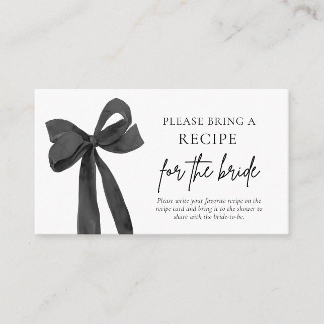 Moderne schwarz rosa Bow Bitte bringen Sie ein Rez Begleitkarte (Vorderseite)