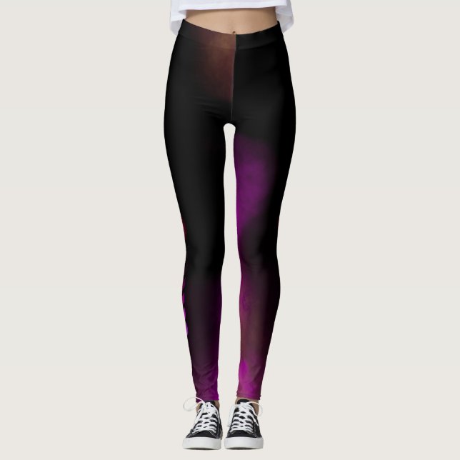 Moderne Schwarz-Rosa-LEGGINGS Leggings (Vorderseite)