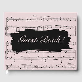 Moderne Schwarz-Rosa-Musik - Einladung zur Hochzei Gästebuch