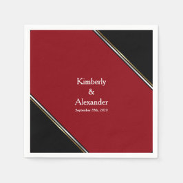 Moderne Schwarz-Rot-Hochzeit Serviette