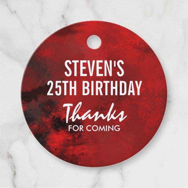 Moderne Schwarz-Rot-Kunst Abstrakter Geburtstag Geschenkanhänger (Vorderseite)