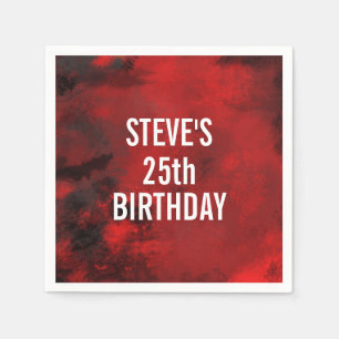 Moderne Schwarz-Rot-Kunst Abstrakter Geburtstag Serviette