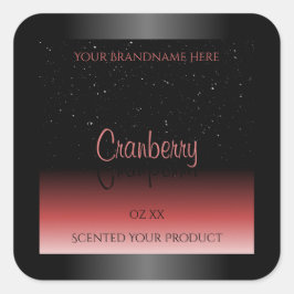 Moderne Schwarz-Rot-Ombre-Glitzer-Produktetiketten Quadratischer Aufkleber