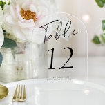 Moderne Schwarz-Script-Hochzeit Acryl-Tischnummer Acryleinladungen<br><div class="desc">Einfache, elegante, minimalistisch handgeschriebene Hochzeitsempfang mit schwarzer Kalligrafie personalisierte transparente (oder undurchsichtige mattierte) Tischkarte. BITTE BEACHTEN SIE, dass Sie, um verschiedene Zahlen zu bestellen, diese anpassen und einzeln in den Warenkorb legen müssen (eine Karte mit 1, eine andere mit 2, etc). Sie können Text- und Hintergrundfarbe ändern, um Ihre Hochzeitsfarbenpalette...</div>