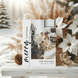 Moderne Schwarz-Script Weihnachts-Foto-Weihnachtsk Feiertagskarte