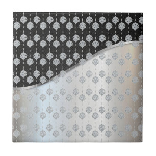 Moderne Schwarz-Silber-Keramik Fliese